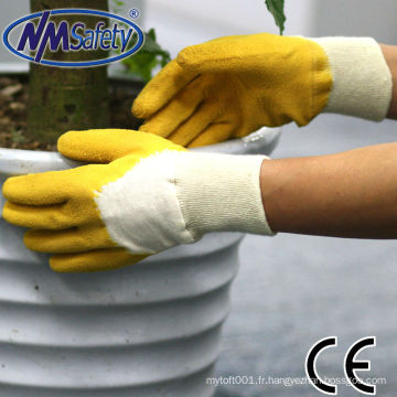 NMSAFETY travail léger utiliser la nature interlock enduit gants en latex dos ouvert